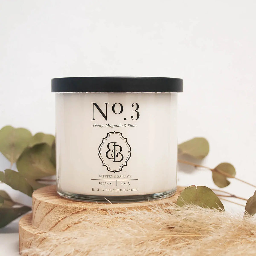 Britten and Bailey's No 3 two wick jar candle Peony, Magnolia & Plum